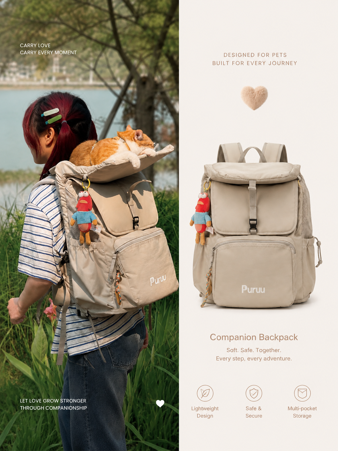 Purrfect™Adventure Cat Backpack with Elevated Perch – Outdoor Cat Carrier Travel Backpack for Hiking & Exploring