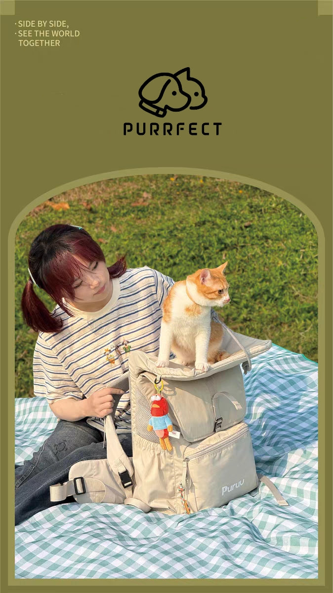 Purrfect™Adventure Cat Backpack with Elevated Perch – Outdoor Cat Carrier Travel Backpack for Hiking & Exploring